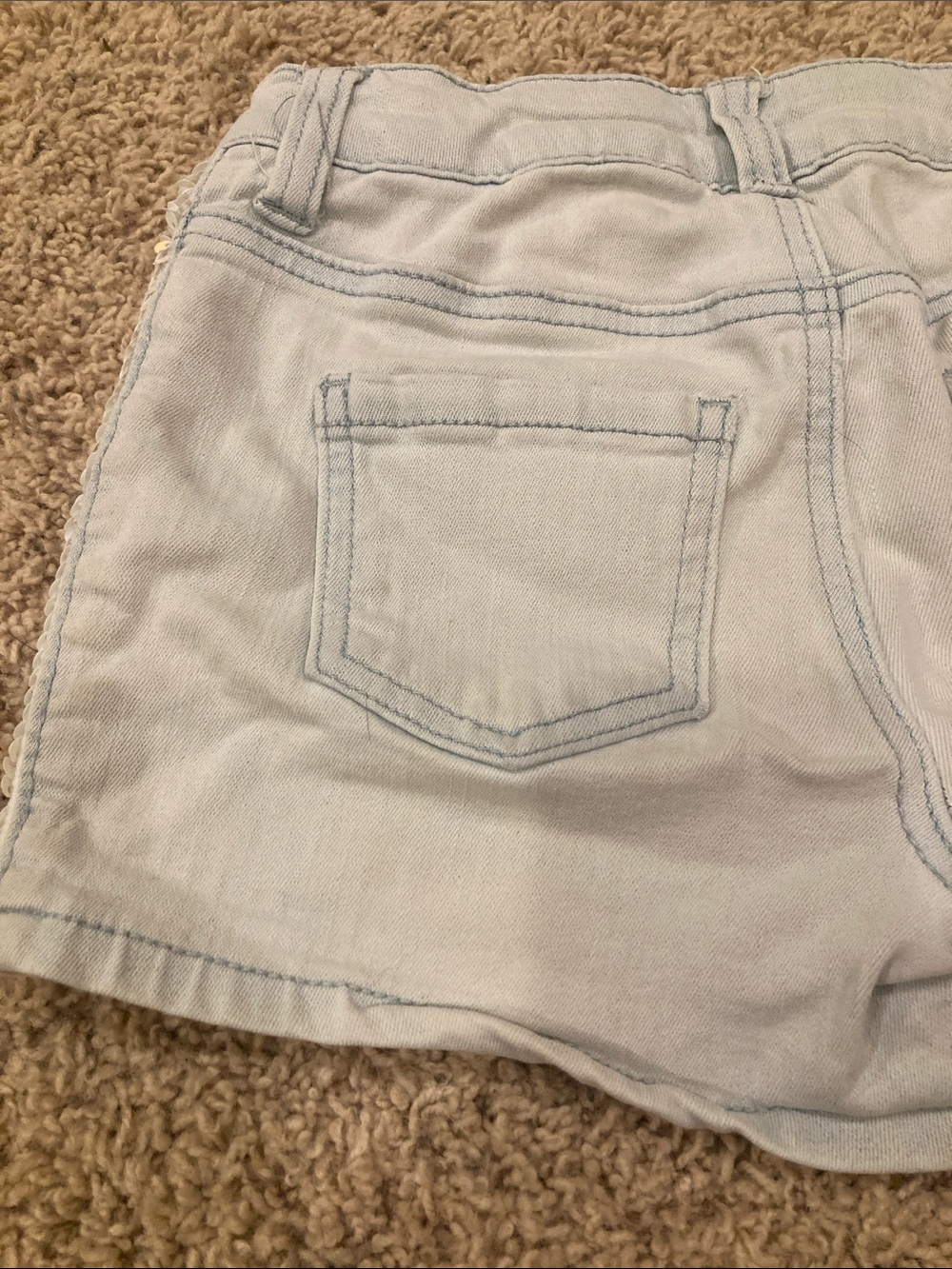 Cat & Jack Light Blue Denim Shorts with Ivory Sequin Side Panels - Picture 5 of 7